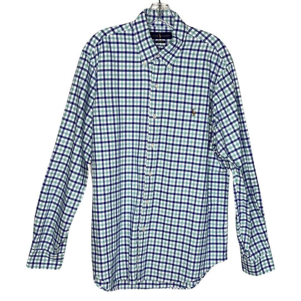 Ralph Lauren Shirt Mens Large Green Blue Plaid‎ Button Down Cabincore Gorpcore